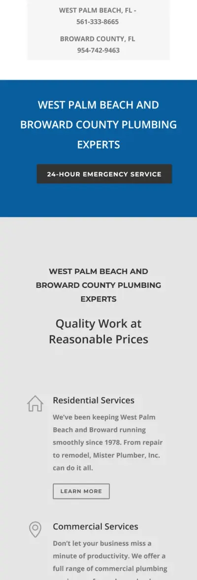 Mister Plumber website before the redesign